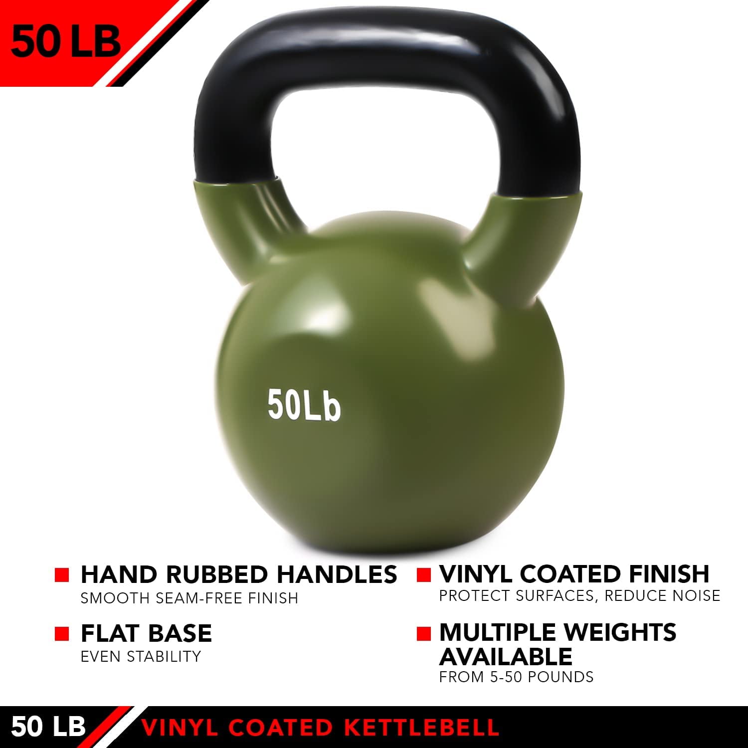 JFIT Kettlebell Weights Vinyl Coated Iron, 50 LB