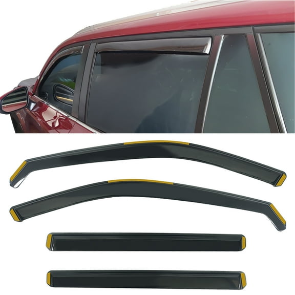 Ikon Motorsports In-Channel Window Visors Sun Shades Vent Rain Guards Deflectors for 2024-2026 Toyota Grand Highlander Black PC Polycarbonate 4PCS