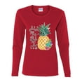thumbnail image 2 of Wild Bobby, Pineapple Stand Tall Wear Crown And Stay Sweet Inside Arty Inspirational Pop Culture Womens Graphic Long Sleeve T-Shirt, Red, Small, 2 of 3
