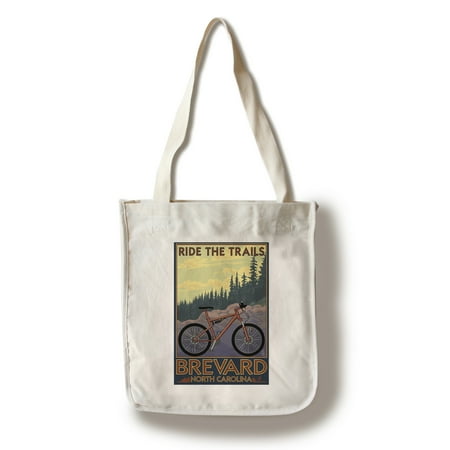 Brevard, North Carolina - Ride the Trails Bicycle - Lantern Press Artwork (100% Cotton Tote Bag -