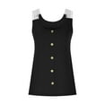 thumbnail image 5 of Fheaev Summer Tank Tops For Women 2024 Going Out Tops Button Decor Tank Top Casual Summer Sleeveless Top Womens Clothing Versatile Lace Casual T-Shirt In Solid Color, 5 of 6