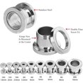 thumbnail image 3 of Kit de 36 medidores para estiramiento del lóbulo de la oreja (plata) – Tapones de túnel de ajuste de tornillo de una sola llamarada, conos expansores, joyería corporal de acero quirúrgico ER, 3 of 5