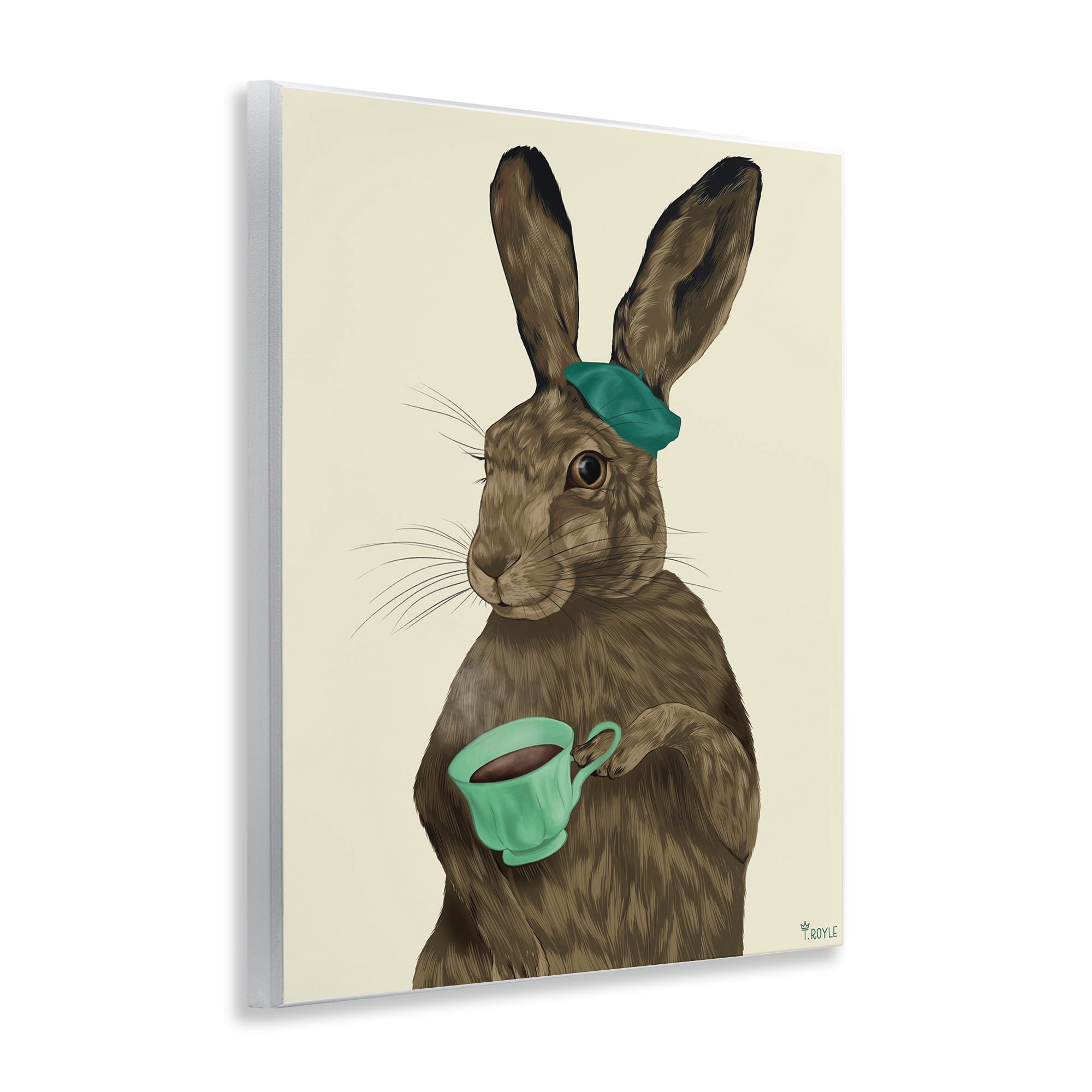Stupell Industries Rabbit & Green Teacup Animals & Insects Painting Unframed Art Print Wall Art, 11 x 14