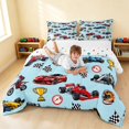thumbnail image 3 of Erosebridal Race Car Queen Comforter Set, Trophy Comforter Sets Queen, Black Blue, Polka Dots Reversible 3pcs 1 Comforter and 2 Pillowcases, 3 of 6