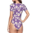 thumbnail image 3 of Uemuo Daisies Flowers Pattern Women's One Piece Short Sleeve Swimsuit Rash Guard Surfing Modest Quick-drying Swimsuit Beach Essentials-XX-Large, 3 of 9