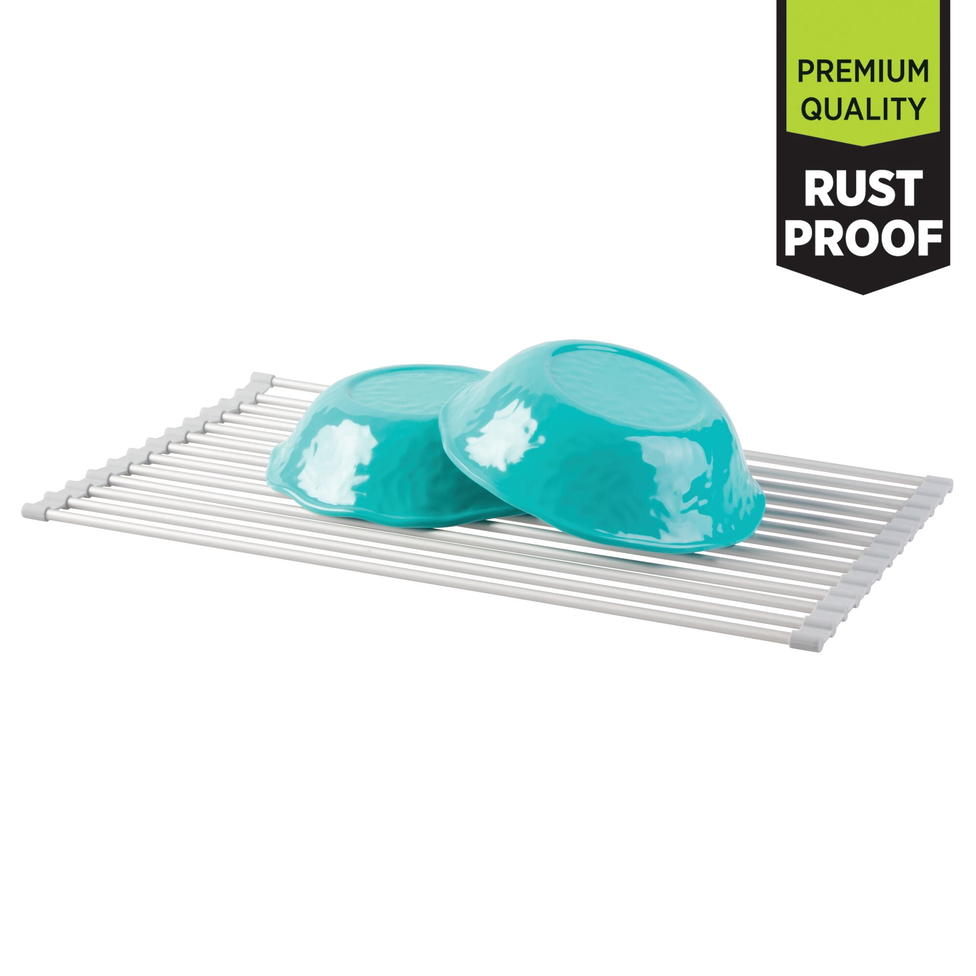 iDesign Rustproof Aluminum Over-the-Sink Dish Drainer Rack, Silver/Gray