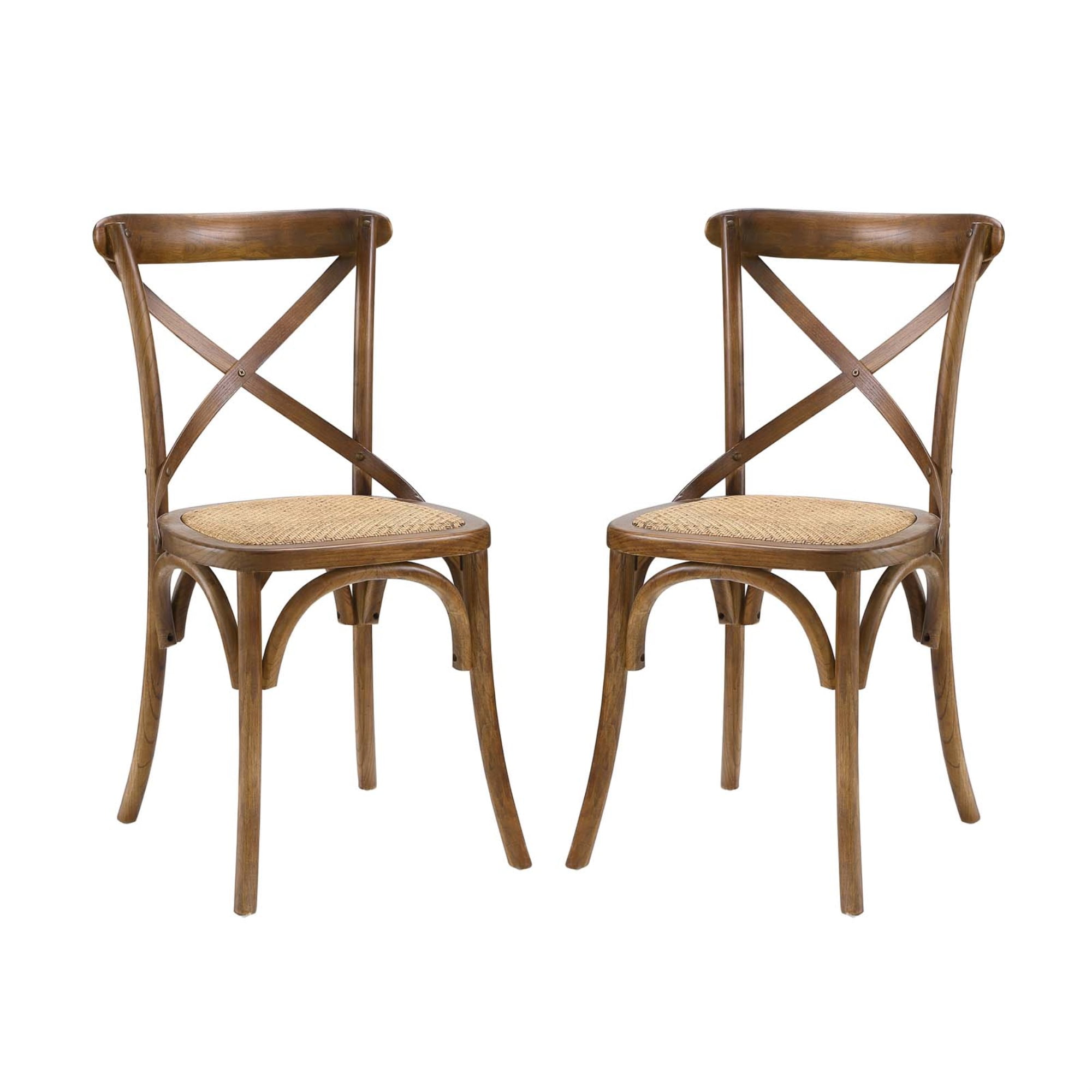 Rustic Farmhouse Cross-Back White Wood Dining Side Chair