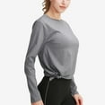 thumbnail image 3 of ATOYSOY Outwear Fall Solid Color Tops Seamless Long Sleeve Tees Loose Shirts for Women Casual Yoga Sports Trendy Round Neck Pullovers Gray M, 3 of 3