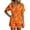 Orange, variant on ZHOGXU Womens Halloween Adorable Ghost Pumpkin Print Satin Pajama Sets Notch Collar Short Sleeve Tie Front Top Ruffle Hem Shorts 2PCS Pjs Fashion Sleepwear,Purple,M