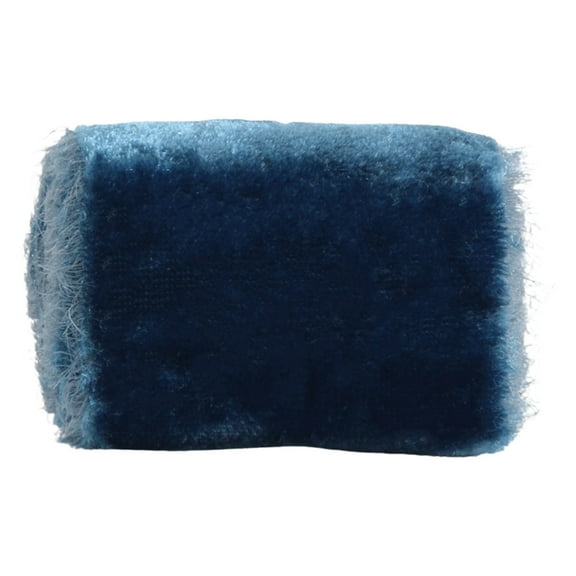 3 Yard Velvet Ribbon 3 Inch Handmade Raw Edge Velvet Ribbon for Flower Bouquet Gift Wrapping Vintage Frayed Fringe Fabric Ribbon for Wedding DIY Decor Bows Making, 1Pc, Multicolor(Blue,107.8x3")