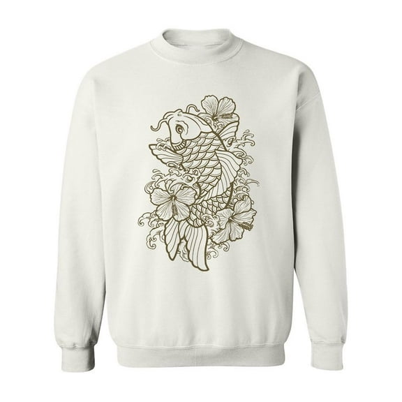 Koi Fish And Flowers Design Sweatshirt Men -Image by Shutterstock, Male x-Large