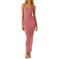 thumbnail image 3 of Pudcoco Femmes Tricot Longue Robe Sans Manches sur l'Épaule Casual Partie Été Enveloppé Robe Fronde, 3 of 9