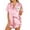 Striped Pink, variant on Ekouaer Womens Button Down Sleepwear Satin 2 Piece Silk Loungewear Shorts Set Notch Collar Nightwear Ruffle Lingerie Outfits