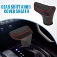 thumbnail image 2 of Tapa de pomo de cambio de marchas automático, funda de transmisión, palanca de cambios para Hyundai Elantra 2021-2023, cuero sintético, puntadas rojas, 2 of 7