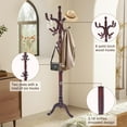 thumbnail image 6 of Wooden Coat Rack Stand, Vintage Natural Birch Wood Coat Racks Freestanding, Solid Coat Tree Stand with 14 Hooks, Classic Sturdy Coat Racks Hall Tree for Entryway, Office, 6 of 8