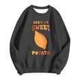 thumbnail image 4 of XIAONU Playful Women Solid Graphic Sweatshirt Retro Food Pun Print Pullover Top Cozy Gathering Wear Sweatshirts Black, 4 of 4