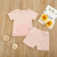 thumbnail image 2 of Annhoo Toddler Baby Girls Outfits Summer Stripes Print Knitted Sets Short Sleeve Round Neck T Shirts with Shorts, 2 of 8