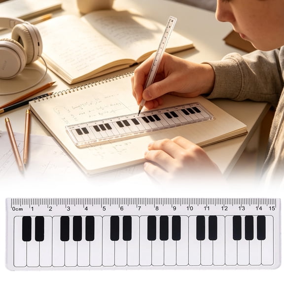 Yeuimy Clear Acrylic Straight Ruler 6 Inch Metric Musical Note Precision Measuring Tool For Drawing Drafting Portable Compact Office Stationery Supplies Transparent Metric Folding Straight Ruler