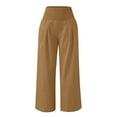 thumbnail image 4 of FAVIPT Wide Leg Pants Woman Linen,Linen Pants for Women Summer High Waist Stretch Drawstring Pants Dressy Casual Palazzo Pants with Pockets Yellow,XXXL, 4 of 5
