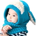 thumbnail image 2 of GRNSHTS Baby Toddler Girls Boys Winter Warm Hat Hooded Scarf Earflap Knitted Cap (Blue), 2 of 7