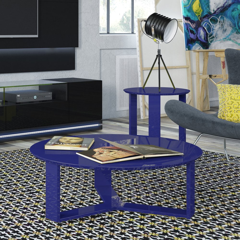 Madison 1.0- 35.78" Round Accent Coffee Table in Midnight Blue
