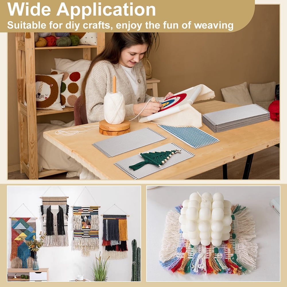 24PCS Cardboard Weaving Looms 6.5x12.6x0.1 Inch Light Gray Paper Weaving Auxiliary Boards Rectangle Knitting Tools Sewing Crochet Basket Jewelry Arts Crafts