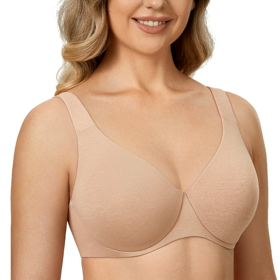 DELIMIRA Minimizer Bras for Women Full Coverage Plus Size Underwire Unlined Seamless Bra