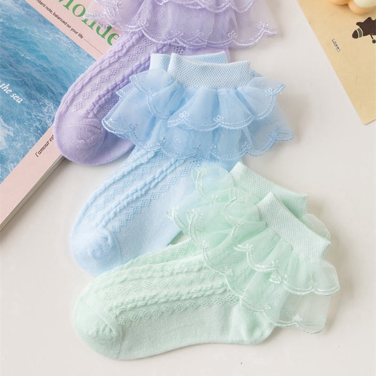 girls' casual & dress socks Amazon.com: JUNOAI Baby Toddler Girls Ruffle Socks & Women's Frilly Turn-Cuff Cotton Crew