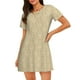 thumbnail image 1 of Fotbe Damask Beige Tan Brown Bata de Dormir para Mujer con Estampado, Camisón de Algodón de Manga Corta, Ropa de Dormir Casual, 1 of 6