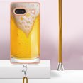 thumbnail image 3 of for Google Pixel 7a Crossbody Strap Phone Case, Anti-Fall Pattern Clear Design Transparent Soft & Flexible TPU Drop and Shockproof Protective Cover with Adjustable Nylon Neck Strap, Draft Beer, 3 of 7