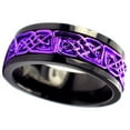 thumbnail image 2 of Purple Norse Viking Spinner Ring Black Stainless Steel Celtic Anti Anxiety Band Unisex Fantasy Forge Jewelry, 2 of 4