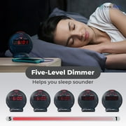 Sonic Alert Grey/Red Sonic Bomb Junior Alarm Clock with Bed Shaker - Vibrating Alarm Clock for Heavy Sleepers