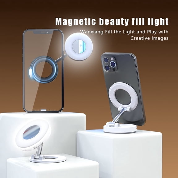 HarborKey K3 Magnetic Phone Stand with LED Fill Light, Black