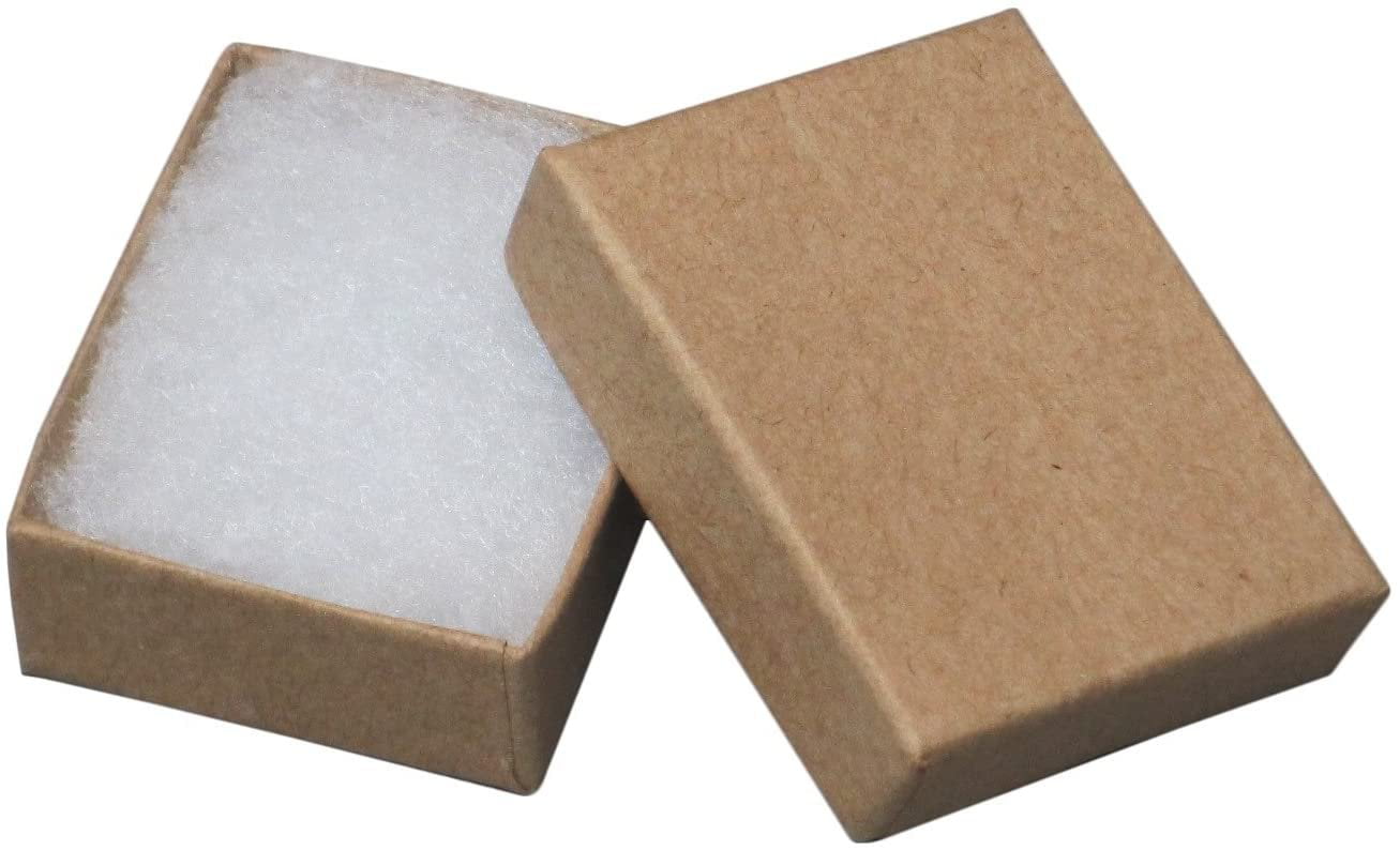 100 Small Kraft Cotton Fill Jewelry Packaging Gift Boxes 2 1/8" x 1 1/2" x 5/8" 