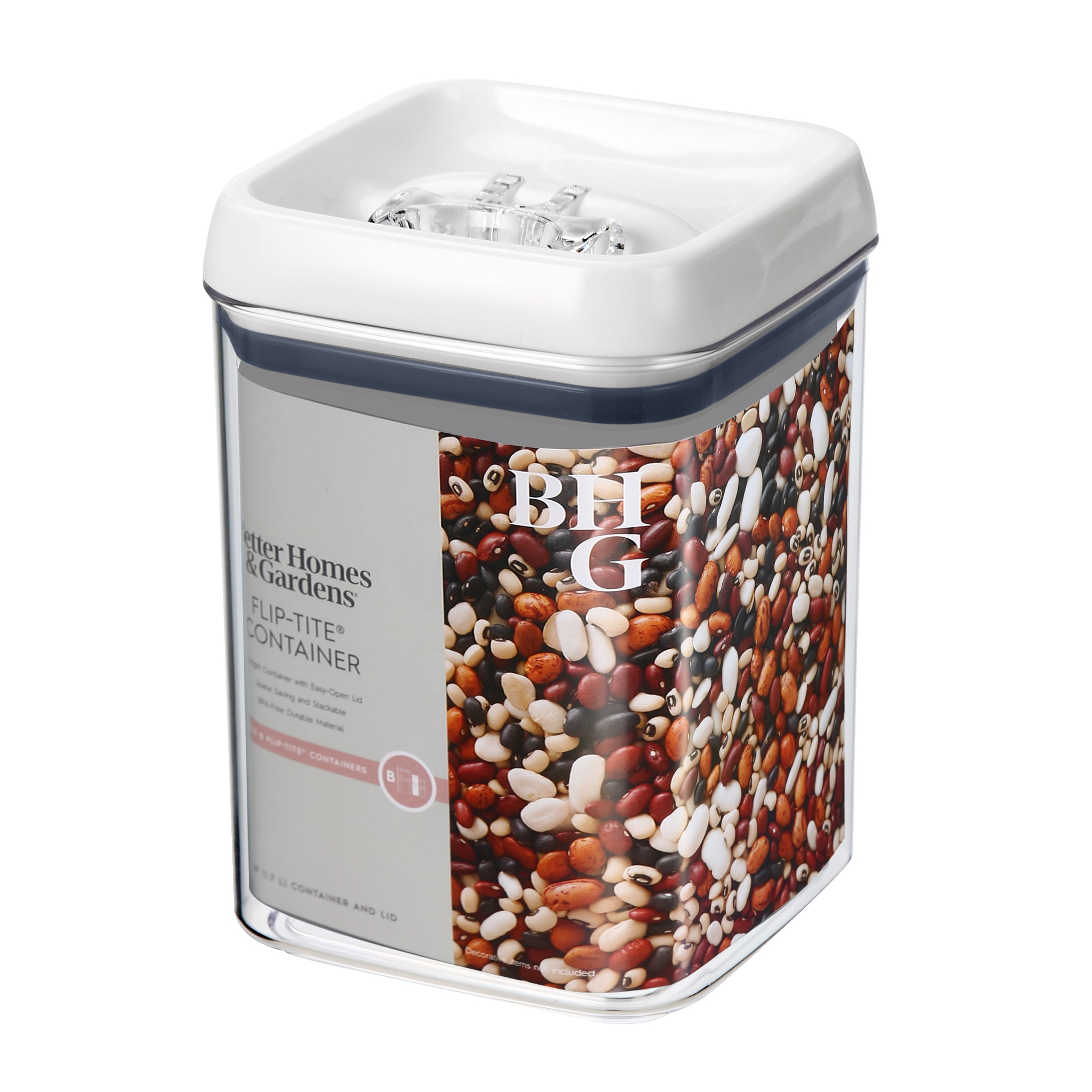 Better Homes & Gardens Flip-Tite Square 7.2 Cup Food Storage Canister for Pantry Organization