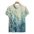 thumbnail image 4 of ICHUANYI Clearance Women Fashion Summer Casual Print Round Neck Loose Short Sleeve T-shirt Top Blouse Pullover(Green, L) ICHUANYI WER2023081001594, 4 of 6