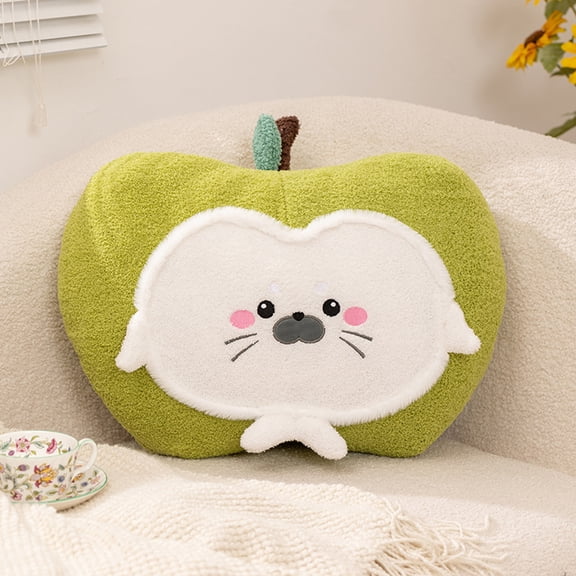 Cute Apple Leopard Seal Plush Pillow Green Cushion For S & Teens Home Decor, Bedroom Living Room Decorative Throw Pillow Stuffed Animal Plushie Soft Comfortable Decorative