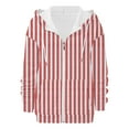 thumbnail image 4 of Women's Vertical Stripe Print Zip Up Hoodie, Fashion Drawstring Hooded Long Sleeve Sweatshirt for Spring Autumn Wear, Beach Casual Outings, Street Style and All Season Daily Comfort Red L, 4 of 6