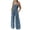Blue, variant on Women Floral Wide Leg Jumpsuit Sleeveless Square Neck Smocked Casual Summer Outfit