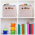 thumbnail image 6 of Foldable Storage Bins Pink Checkerboard Fabric Storage Baskets Collapsible Decorative Baskets Closet Organizer Bins with PU Handles for Shelves Home Closet Bedroom Living Room-1Pack Decor Gifts, 6 of 7