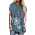 thumbnail image 2 of opolski Casual Women Solid Color Short Sleeve O Neck Dandelion Print Cotton T-shirt, 2 of 6