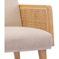 thumbnail image 5 of Duhome Mid Century Accent Chair with Rattan Armrests, Fabric Upholstered Wood Frame Reading Armchair for Living Room Bedroom, Beige, 5 of 7