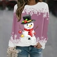 thumbnail image 2 of Fiaer Christmas Sweatshirts Women Snowman Snowflake Graphic Long Sleeve Pullovers Plus Size Crew Neck Loose Fit Trendy Tops Pink2 S, 2 of 4