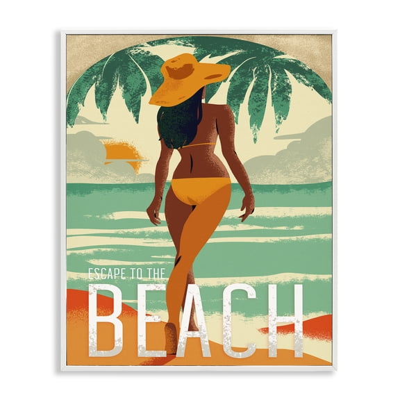 Stupell Industries Tropical Escape to Beach Vacation White Framed Giclee Art, 16 x 20, by Ziwei Li