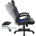 thumbnail image 5 of XPOPR Blue Leather Office Chair with Adjustable Swivel Base, Padded Armrests and Lumbar Support (Blue), 5 of 9
