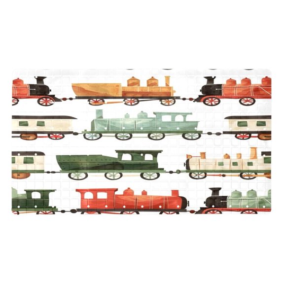 Non-Slip Bathtub Mats Vintage Retro Train Prints Soft Bath Tub Bathroom Shower Mat for Baby and Adults, Machine Washable