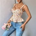 thumbnail image 4 of Womens Cute Cropped Tank Tops Teen Girls Summer Fashion Y2K Suspender Outing Tops Pink & Yellow S, 4 of 7