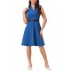 thumbnail image 1 of Vestido de trabajo INSPIRE CHIC para mujer, corte acampanado, vestido de negocios de manga corta 2024, L azul, 1 of 5