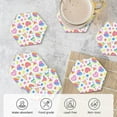 thumbnail image 5 of XMXY Drink Coasters with Holder for Coffee Table, Heart Love Rainbow Valentine Absorbent Ceramic Cups Coaster Sets 6 Pack, 4 Inches Hexagon, 5 of 9
