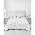 thumbnail image 2 of Quilts Queen Size Bedding Set, Christmas Blue Snowflakes Reversible Summer Quilt 3 Pieces, Winter Modern Minimalist Geometric Lightweight Bedspreads Coverlets with 2 Pillow Shams for All Seasons, 2 of 5